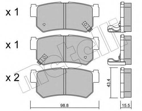 Комплект тормозных колодок, дисковый тормоз METELLI 22-0519-0