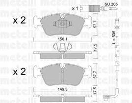 METELLI 2206400K Комплект гальмівних колодок, дискове гальмо