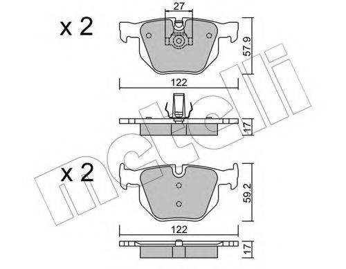 Комплект тормозных колодок, дисковый тормоз METELLI 22-0644-0