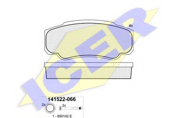 Комплект тормозных колодок, дисковый тормоз ICER 141524-066