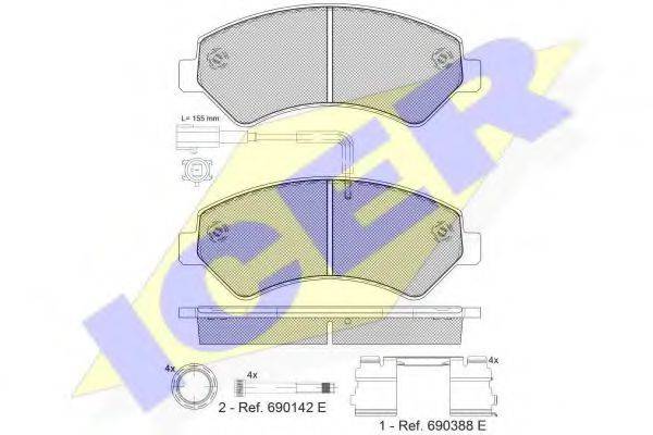 Комплект гальмівних колодок, дискове гальмо ICER 141836-201
