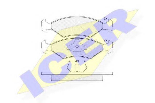 Комплект тормозных колодок, дисковый тормоз ICER 180329
