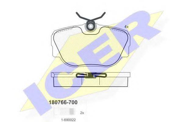 Комплект тормозных колодок, дисковый тормоз ICER 180766-700