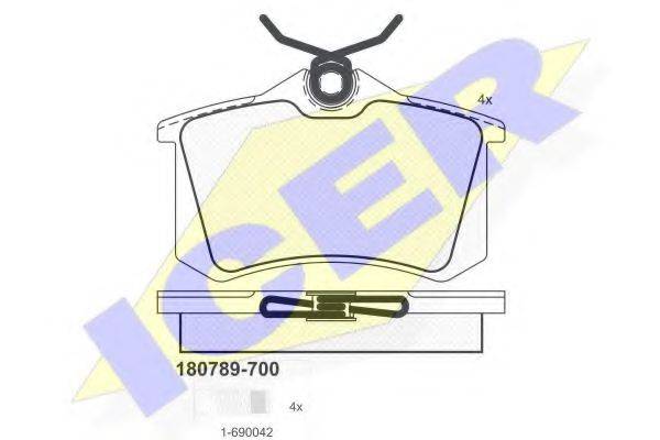 Комплект тормозных колодок, дисковый тормоз ICER 180789-700