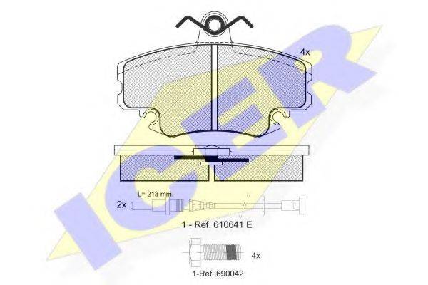 Комплект тормозных колодок, дисковый тормоз ICER 180993-700
