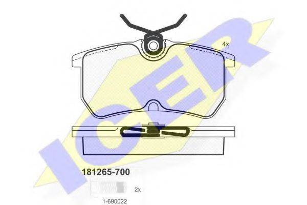 Комплект тормозных колодок, дисковый тормоз ICER 181265-700