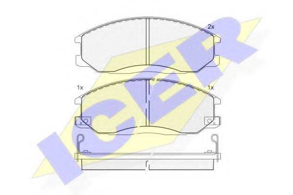 Комплект тормозных колодок, дисковый тормоз ICER 181372