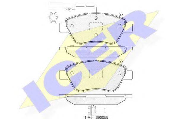 Комплект тормозных колодок, дисковый тормоз ICER 181444-203