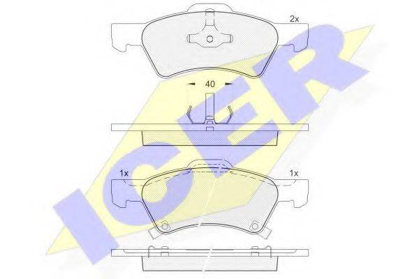 Комплект тормозных колодок, дисковый тормоз ICER 181544