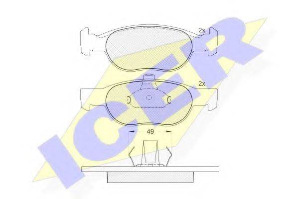 Комплект гальмівних колодок, дискове гальмо ICER 181616