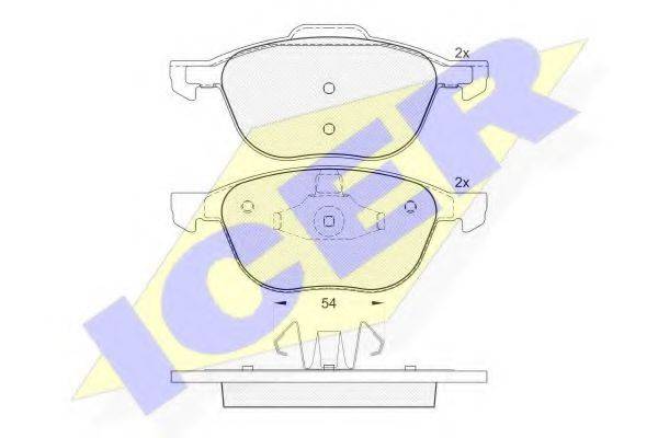 Комплект тормозных колодок, дисковый тормоз ICER 181617