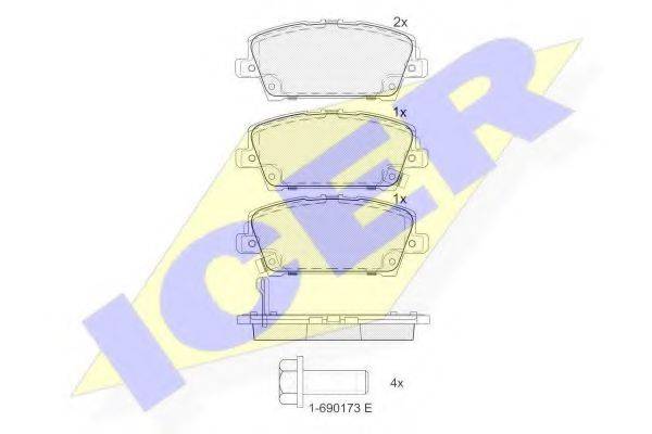 Комплект тормозных колодок, дисковый тормоз ICER 181773