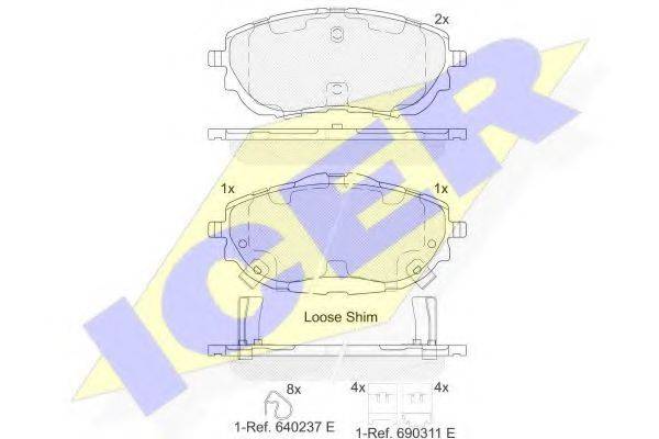 Комплект тормозных колодок, дисковый тормоз ICER 182129