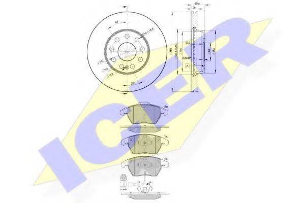 Комплект гальм, дисковий гальмівний механізм ICER 31567-5615