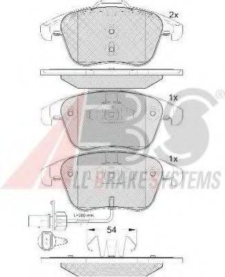 Комплект тормозных колодок, дисковый тормоз A.B.S. 37612