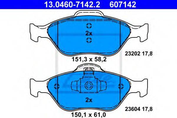 Комплект тормозных колодок, дисковый тормоз ATE 13.0460-7142.2