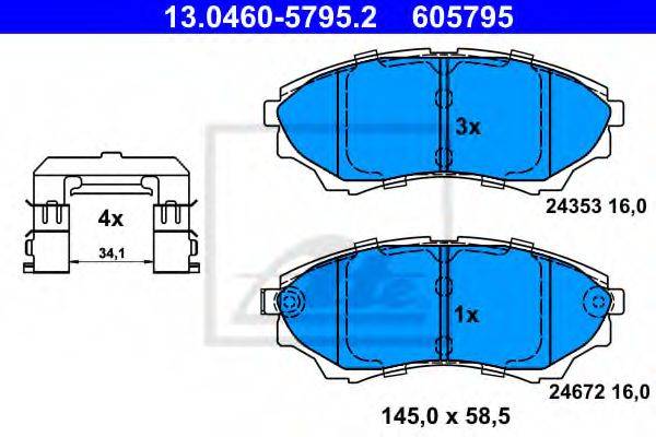 Комплект тормозных колодок, дисковый тормоз ATE 13.0460-5795.2