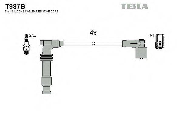 Комплект проводов зажигания TESLA T987B