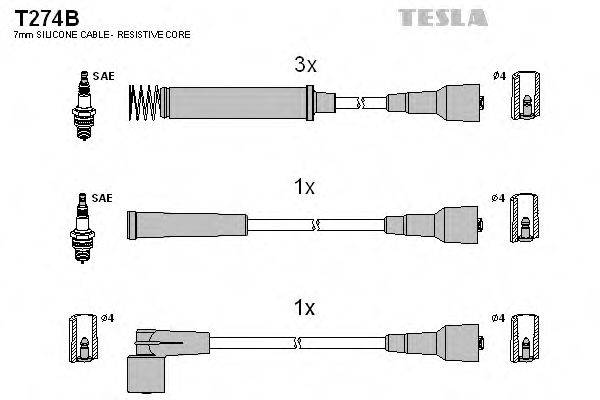 Комплект проводов зажигания TESLA T274B