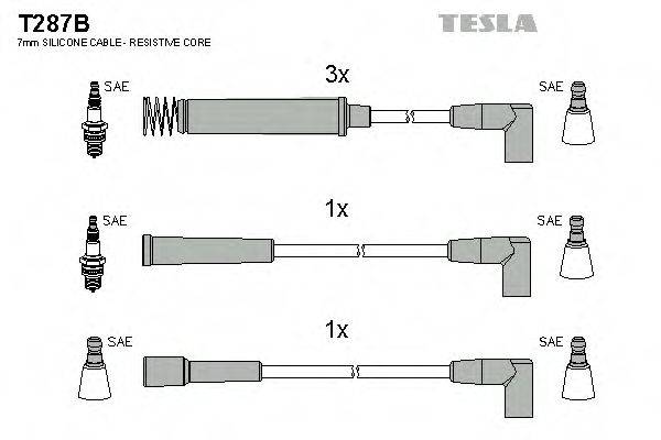 Комплект проводов зажигания TESLA T287B