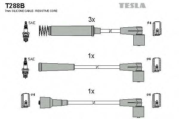 Комплект проводов зажигания TESLA T288B