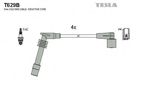Комплект проводов зажигания TESLA T629B