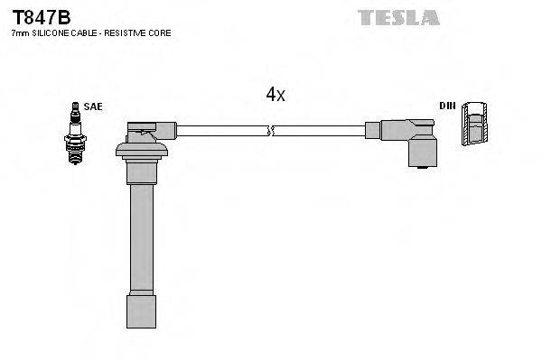 Комплект проводов зажигания TESLA T847B