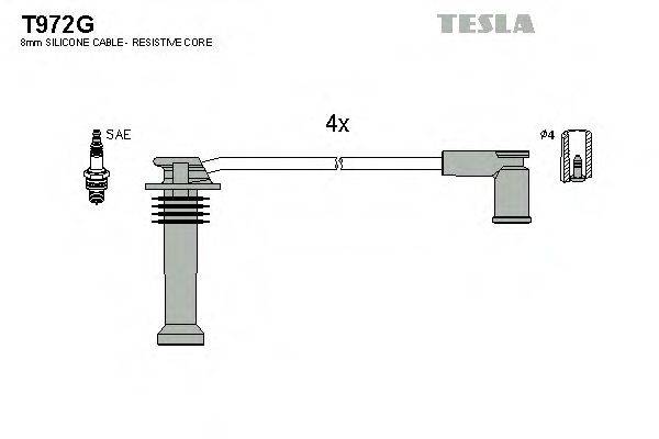 Комплект проводов зажигания TESLA T972G