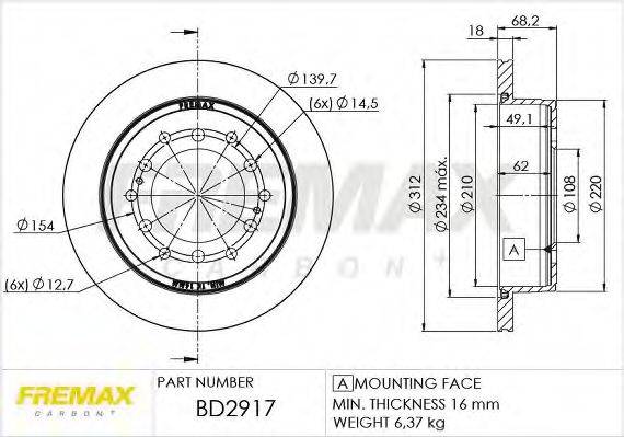 Тормозной диск FREMAX BD-2917