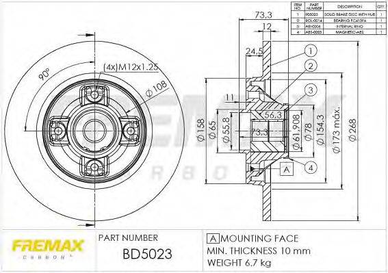 Тормозной диск FREMAX BD-5023