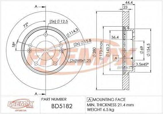 Тормозной диск FREMAX BD-5182