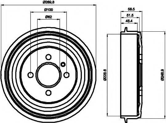 HELLA PAGID 8DT355300011 Гальмівний барабан