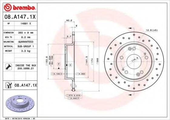 гальмівний диск BREMBO 08.A147.1X