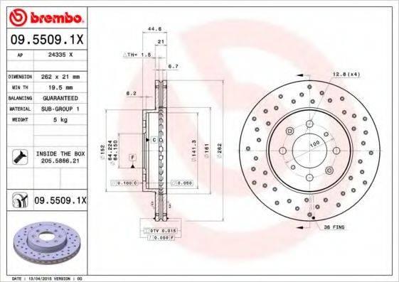Тормозной диск BREMBO 09.5509.1X