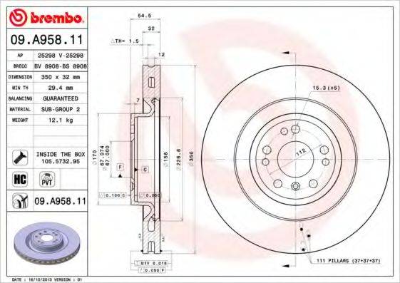 Тормозной диск BREMBO 09.A958.11