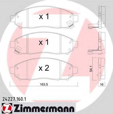Комплект тормозных колодок, дисковый тормоз ZIMMERMANN 24227.160.1