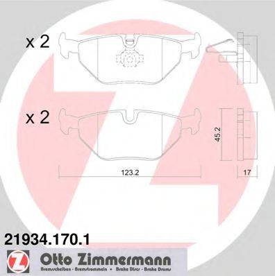 Комплект тормозных колодок, дисковый тормоз ZIMMERMANN 21934.170.1