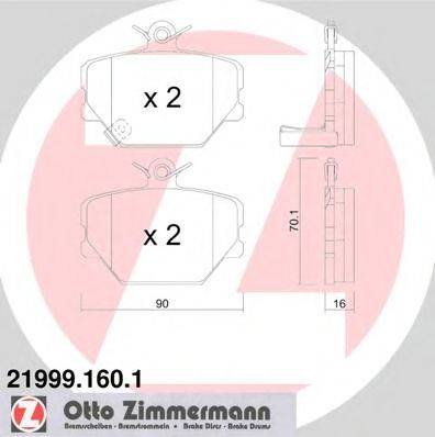 Комплект гальмівних колодок, дискове гальмо ZIMMERMANN 21999.160.1