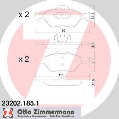Комплект тормозных колодок, дисковый тормоз ZIMMERMANN 23202.185.1