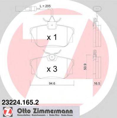 Комплект гальмівних колодок, дискове гальмо ZIMMERMANN 23224.165.2