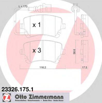 Комплект гальмівних колодок, дискове гальмо ZIMMERMANN 23326.175.1