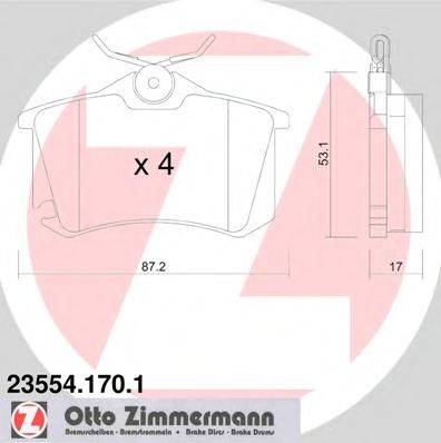 Комплект гальмівних колодок, дискове гальмо ZIMMERMANN 23554.170.1