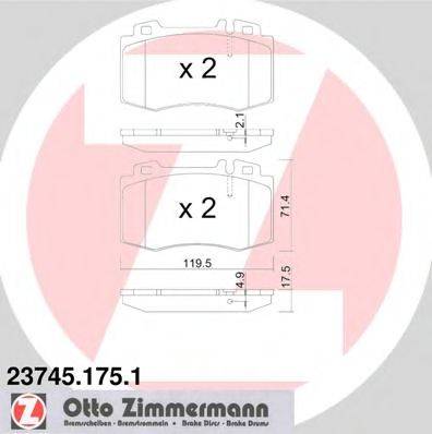 Комплект гальмівних колодок, дискове гальмо ZIMMERMANN 23745.175.1