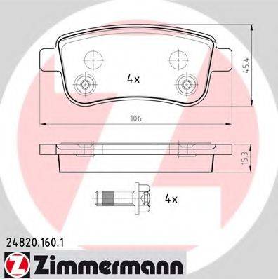 Комплект тормозных колодок, дисковый тормоз ZIMMERMANN 24820.160.1