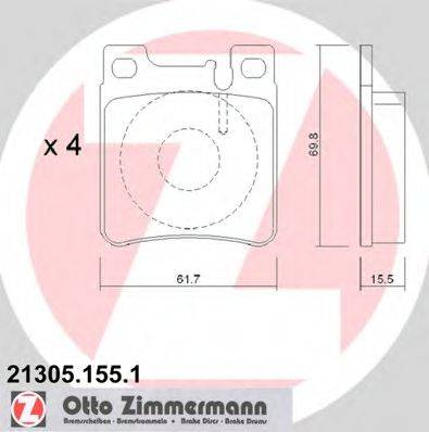 Комплект гальмівних колодок, дискове гальмо ZIMMERMANN 21305.155.1