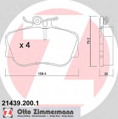 Комплект гальмівних колодок, дискове гальмо ZIMMERMANN 21439.200.1