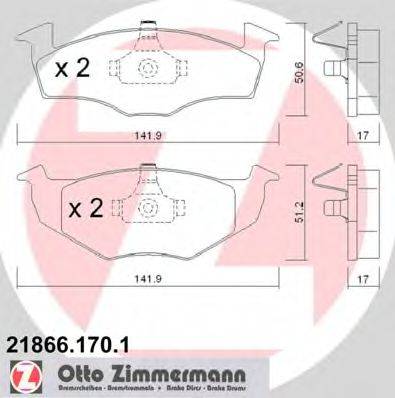 Комплект тормозных колодок, дисковый тормоз ZIMMERMANN 21866.170.1