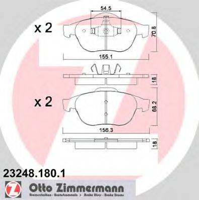 Комплект тормозных колодок, дисковый тормоз ZIMMERMANN 23248.180.1