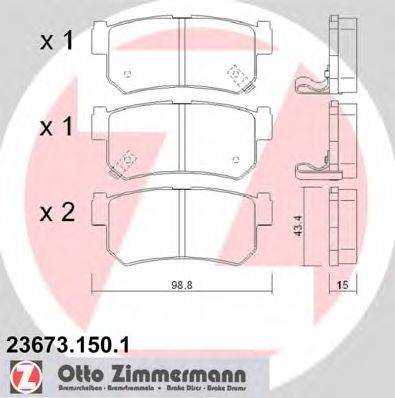 Комплект тормозных колодок, дисковый тормоз ZIMMERMANN 23673.150.1