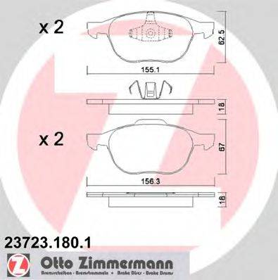 Комплект гальмівних колодок, дискове гальмо ZIMMERMANN 23723.180.1